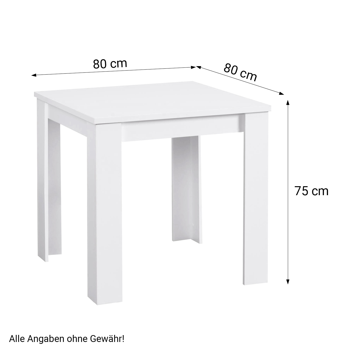 Table 80x80 cm Group Salle à Manger 2 Chaises Anthracite Table à Manger en Bois Blanc