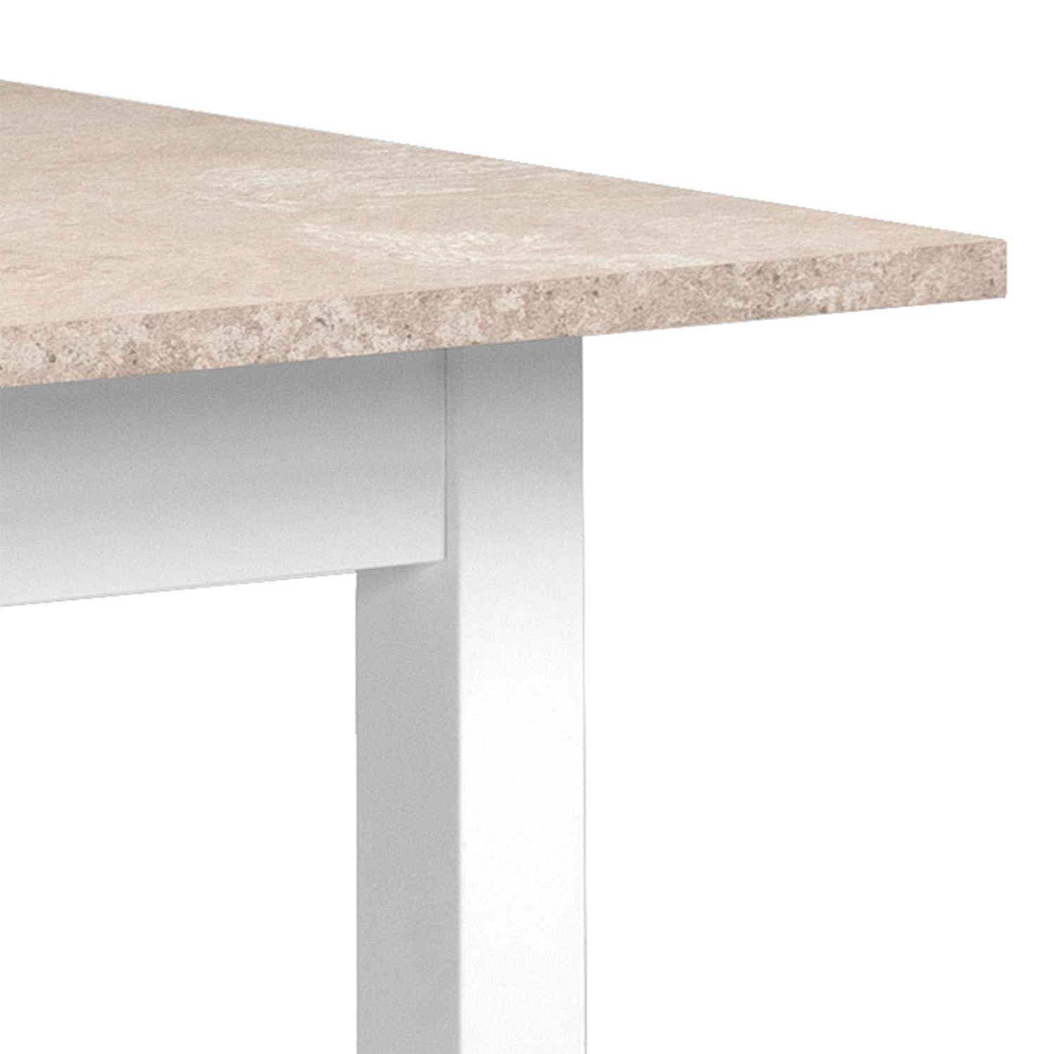 Extendable Dining Table 120x80 cm Kitchen Table Wooden Table White Sand stone Living Room Table