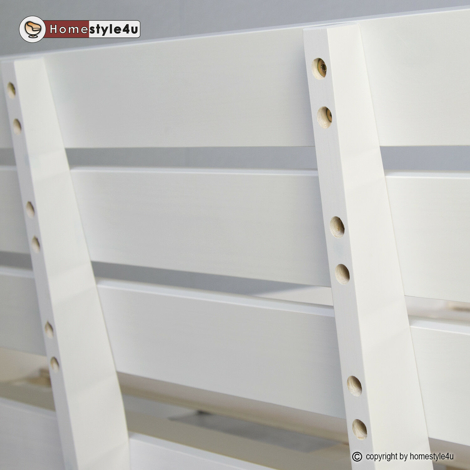 Wood Bed 160x200 cm White | Double Bed | with Slatted Frame | Solid | Kids Youth Guest Bedroom