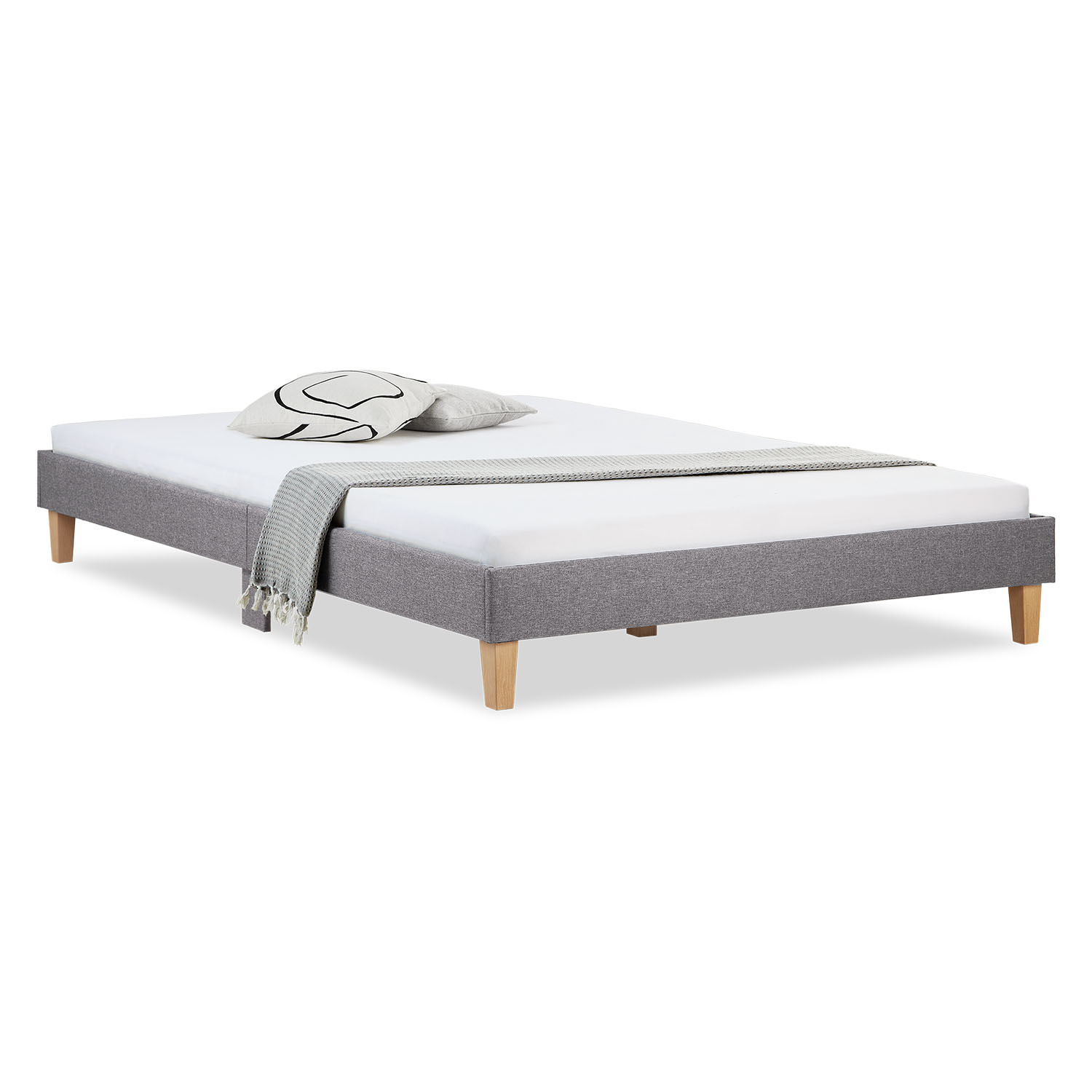 Upholstered Bed 90 120 140 160 180 x 200 cm Grey Futon Bed Frame Slatted Frame