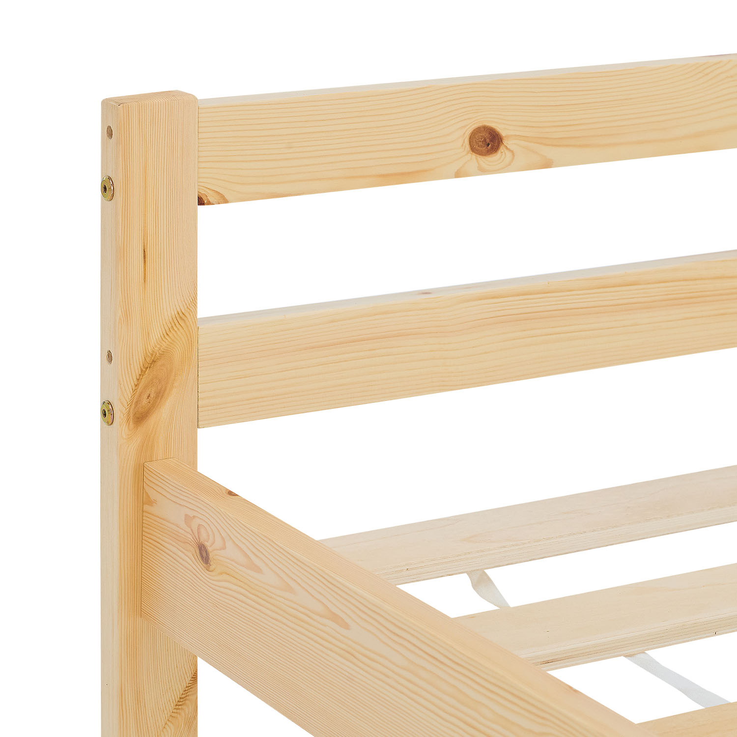 Wooden Bed 90x200 cm Natural – Solid Wood Single Bed with Slatted Base for Teenagers' Rooms, Guest Rooms, and Bedrooms