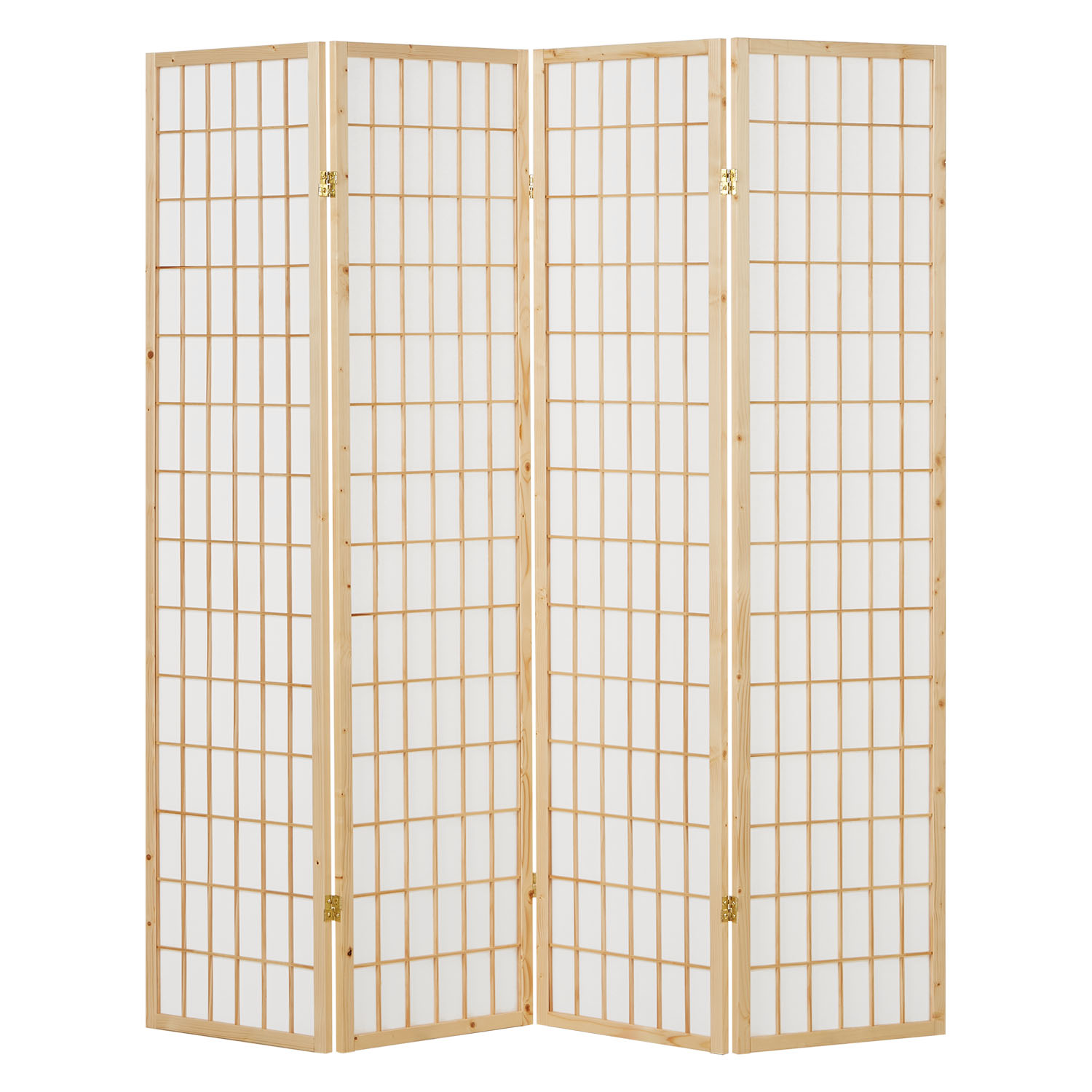 Paravent Natural Shoji Rice Paper White | 4-panel | Wood | Room Divider Partition Privacy Screen