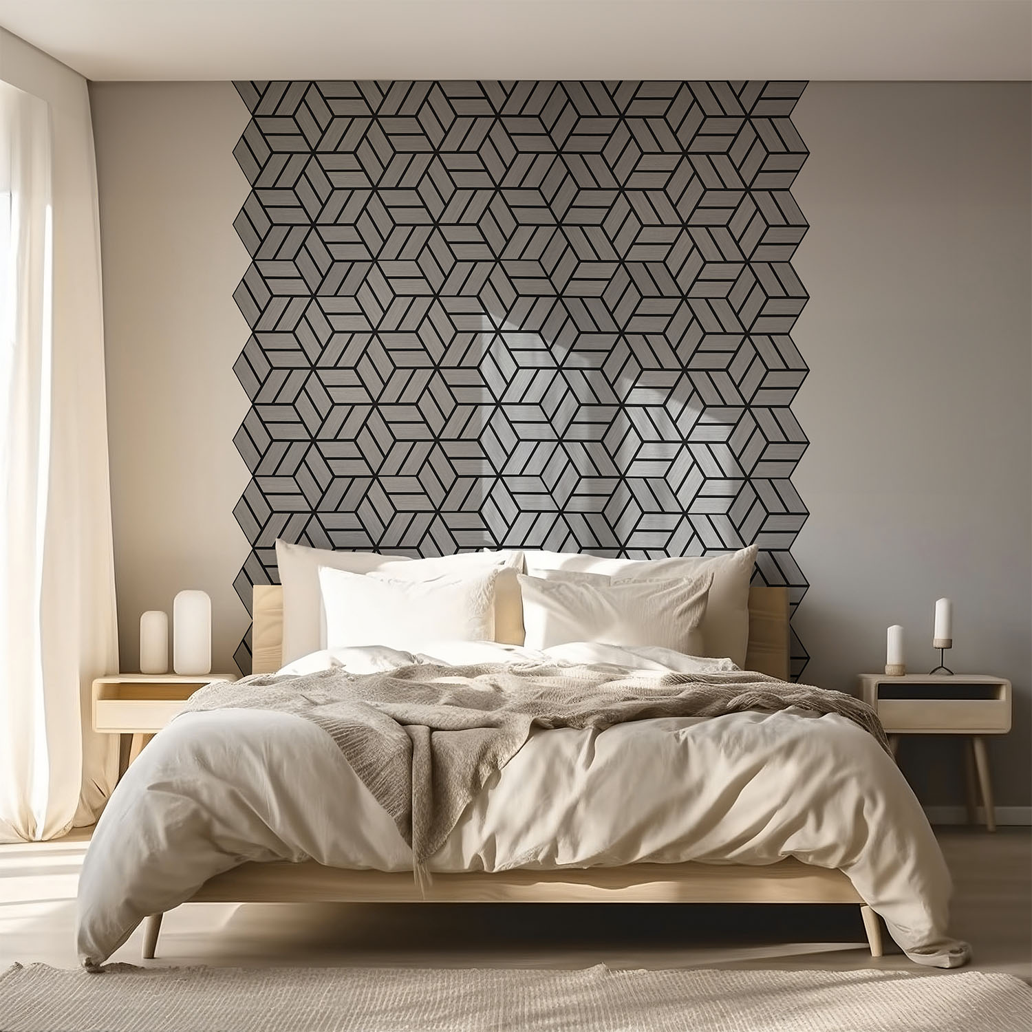 Acoustic Panels Wall Panels Hexagon Honeycomb 30 x 26 cm Grey | Wood | 5-piece Set | 3D