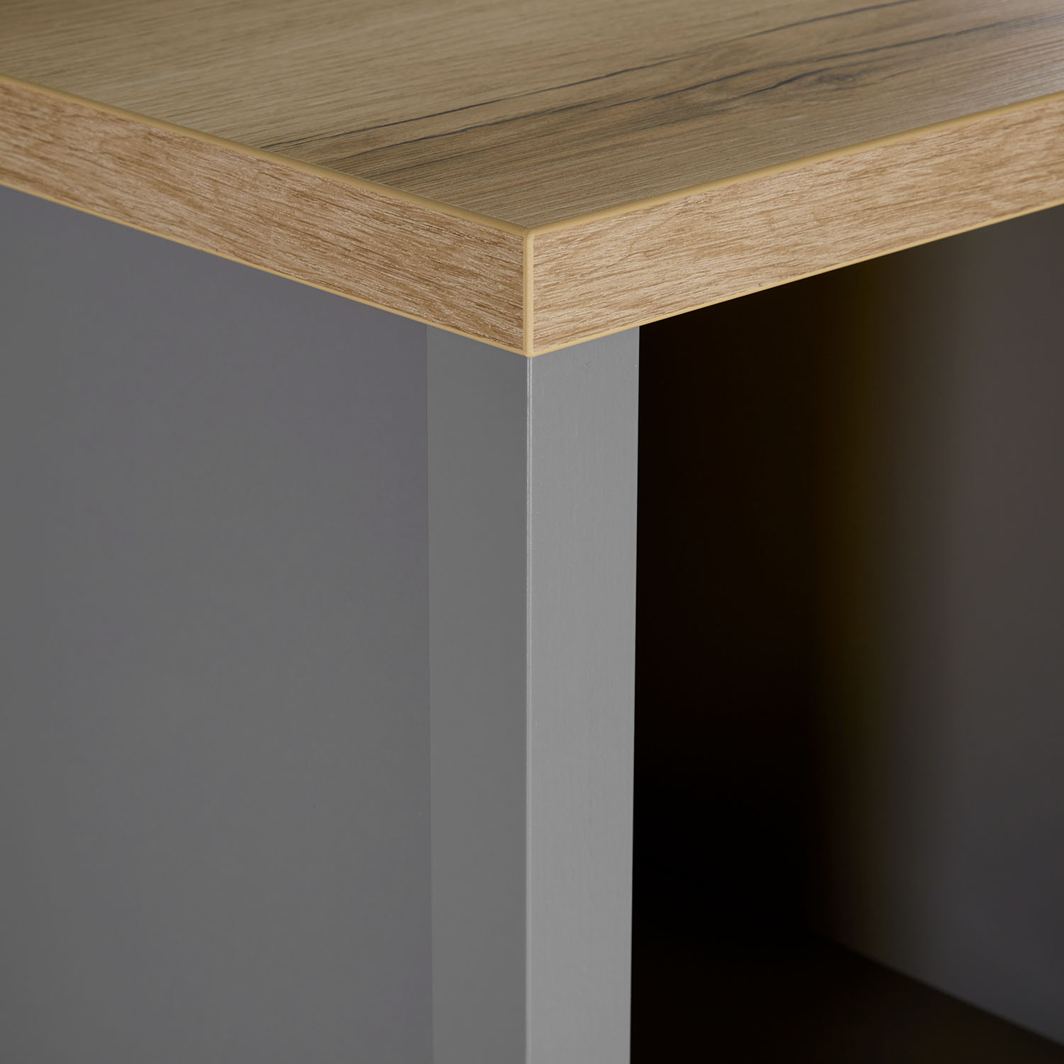 Highboard Sideboard Grey Wood Natural Storage 2 Drawers Cabinet Buffet Credenza Living Room Cupboard