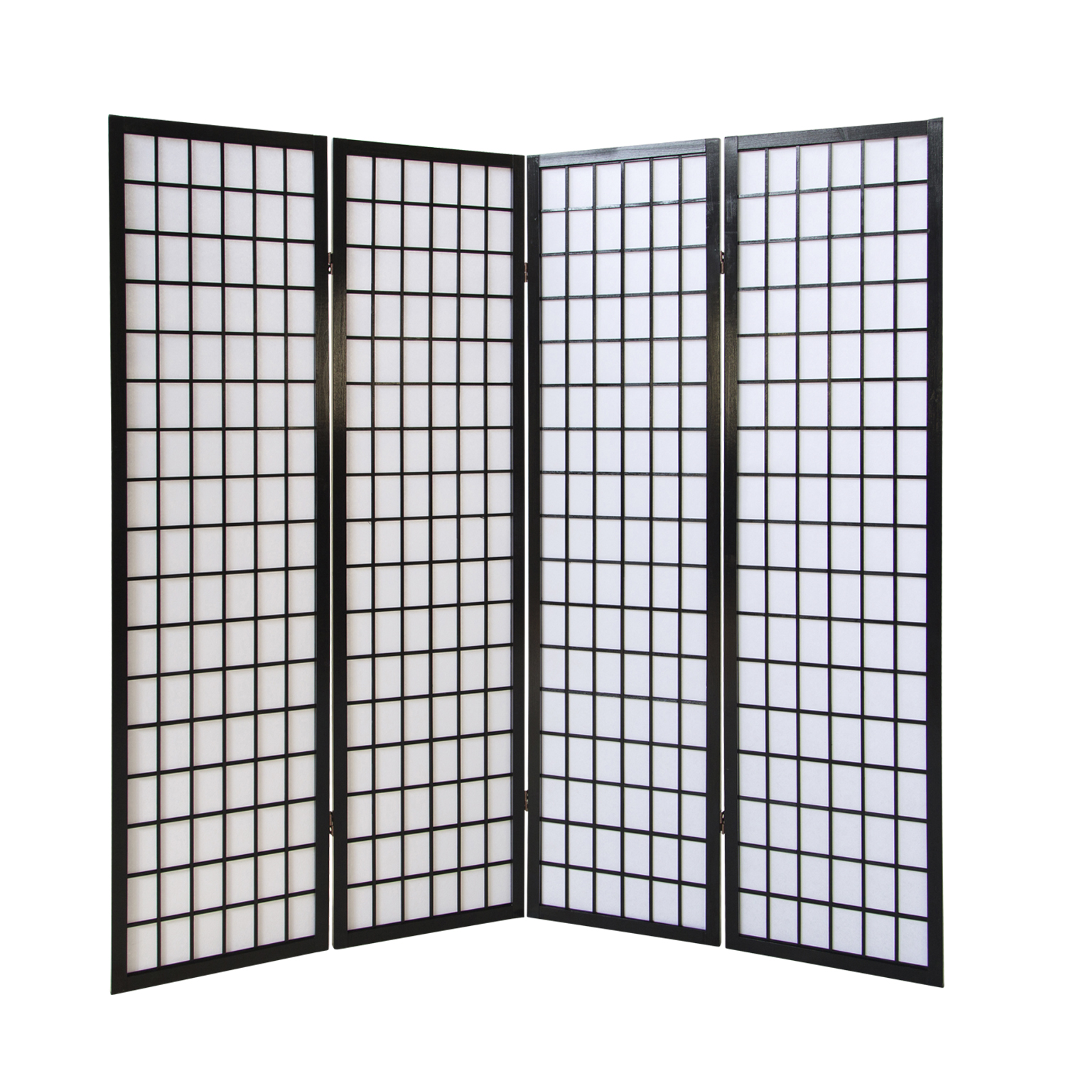 Paravent Black Shoji Rice Paper White | 4-panel | Wood | Room Divider Partition Privacy Screen
