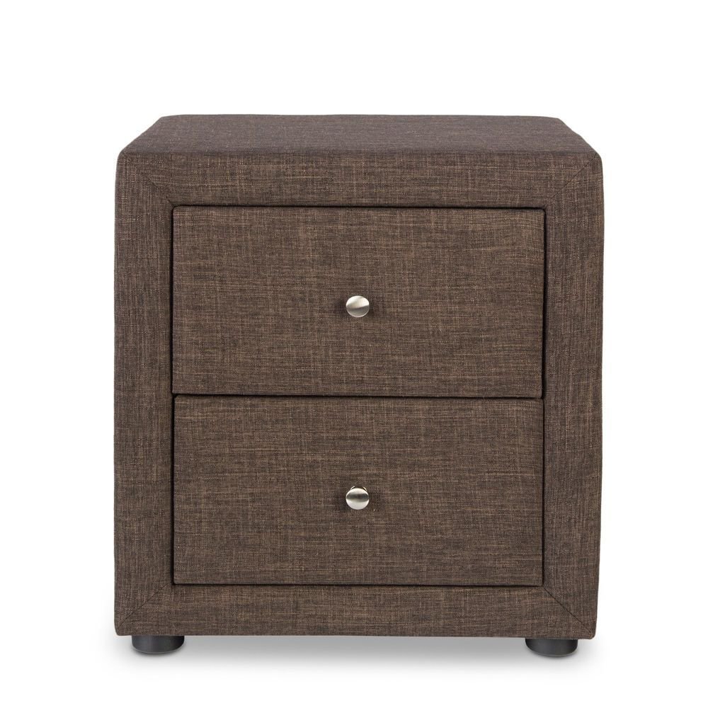 Bedside table nightstand bedroom night chest drawers side table grey fabric