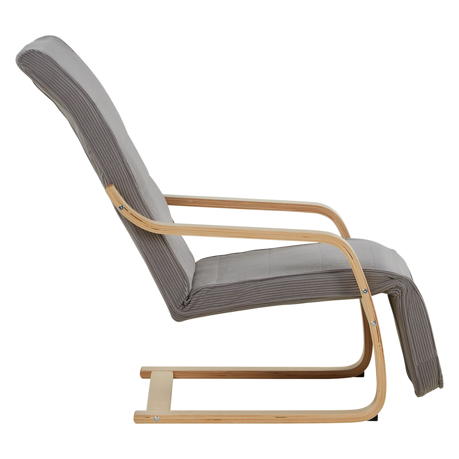 Relaxsessel Cord Dunkelgrau | with Footrest | Natural Wood | Glider Rocking Chair Nursing Chair Recliner
