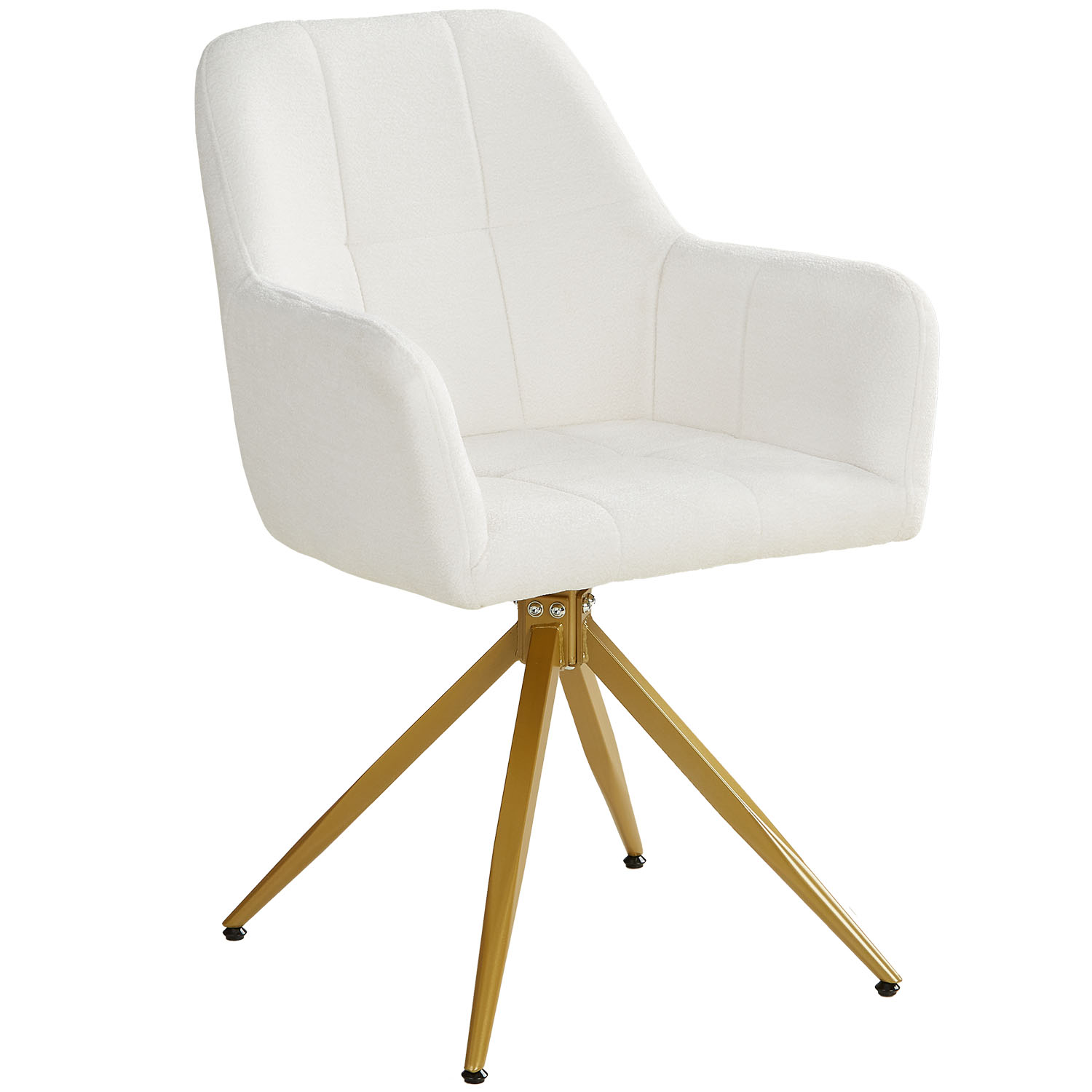 Set of 6 Bouclé Beige Upholstered Swivel Chairs with Armrests – Modern & Comfortable Dining Chairs | Kitchen Chairs / Living Room / Office Dining Chairs