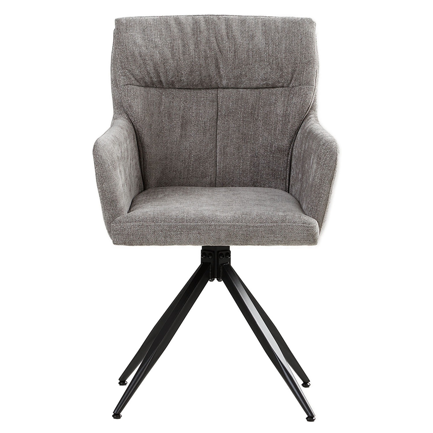 Upholstered Chair Linen Grey | Set of 4 | swivel | with Armrests | Kitchen Dining Room Office