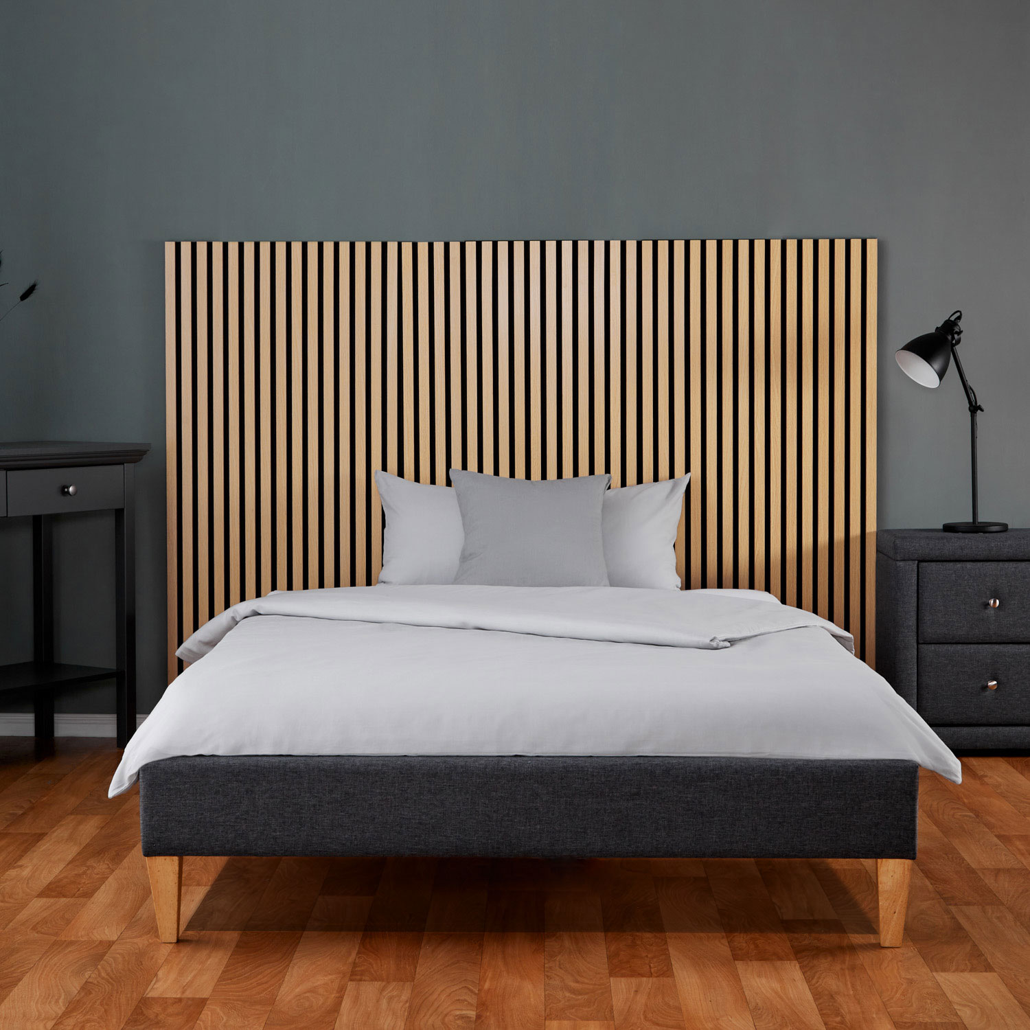 Upholstered Bed 90 140 x200 cm Slatts Grey Fabric Bed Single Bed Double Bed Futon Bed Frame Platform Bed Mattress 2 Drawers