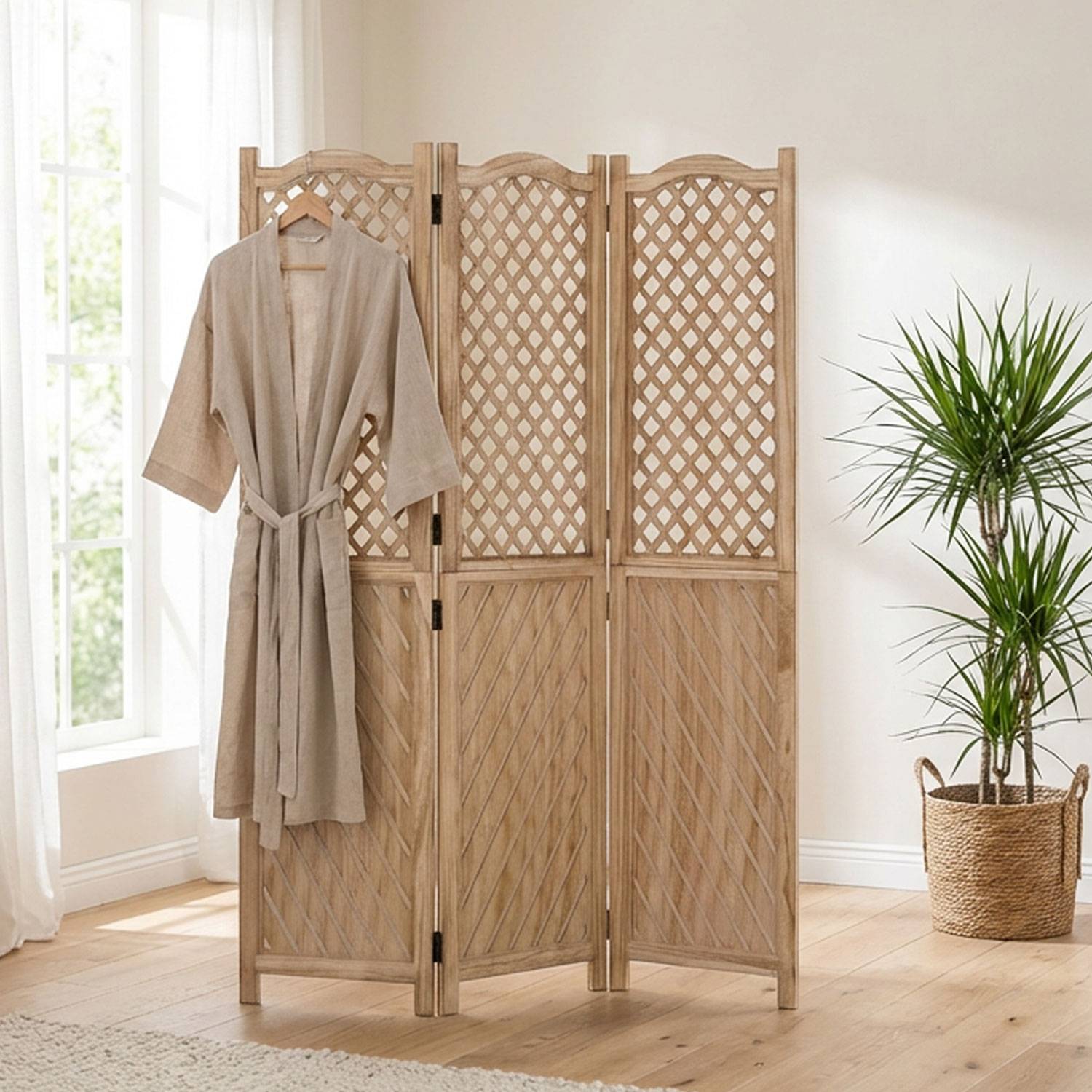 Paravent Natural Various Patterns | 3-panel | Wood | Room Divider Partition Privacy Screen