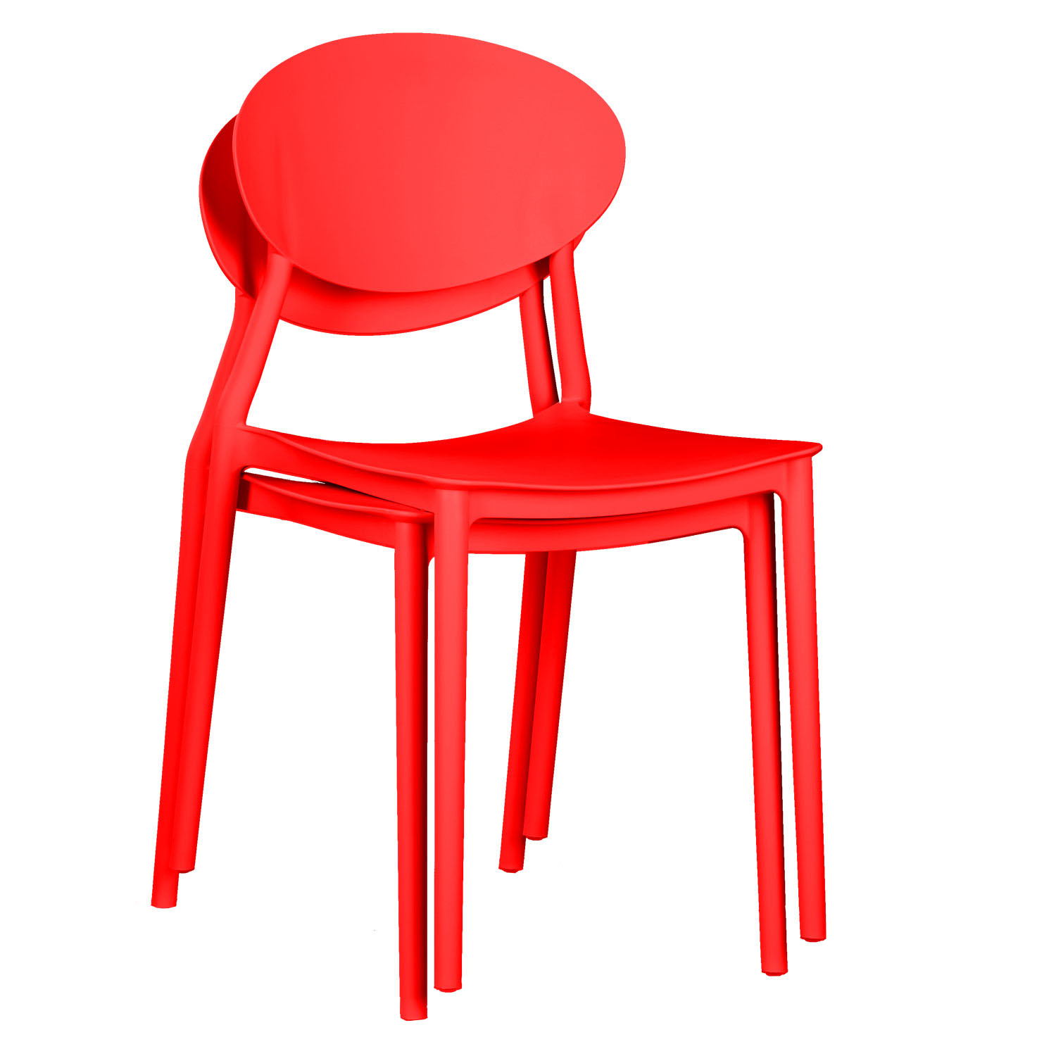 Garden chair Set of 4 Camping chairs Red Outdoor chairs Plastic Stacking chairs Kitchen chairs