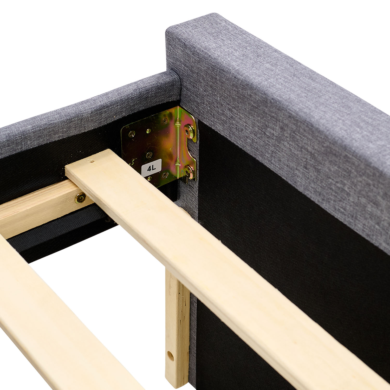 Upholstered bed 140x200 cm grey | with slatted frame | with 4 bed drawers | double fabric bed frame