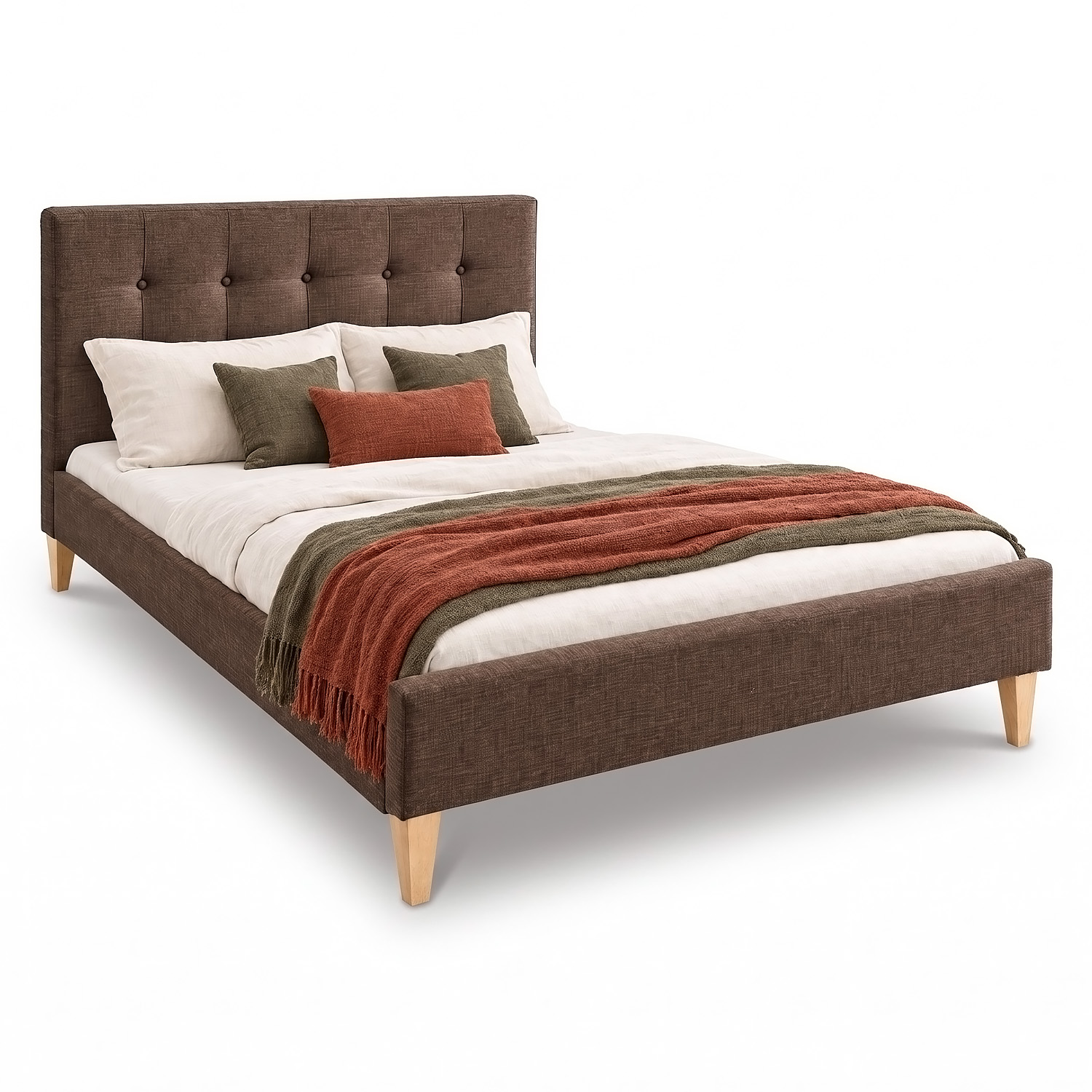 Upholstered Bed Bedside Table Slatted Frame Double Bed 140 160 180 x200 cm Bed Side Table Black Grey Brown
