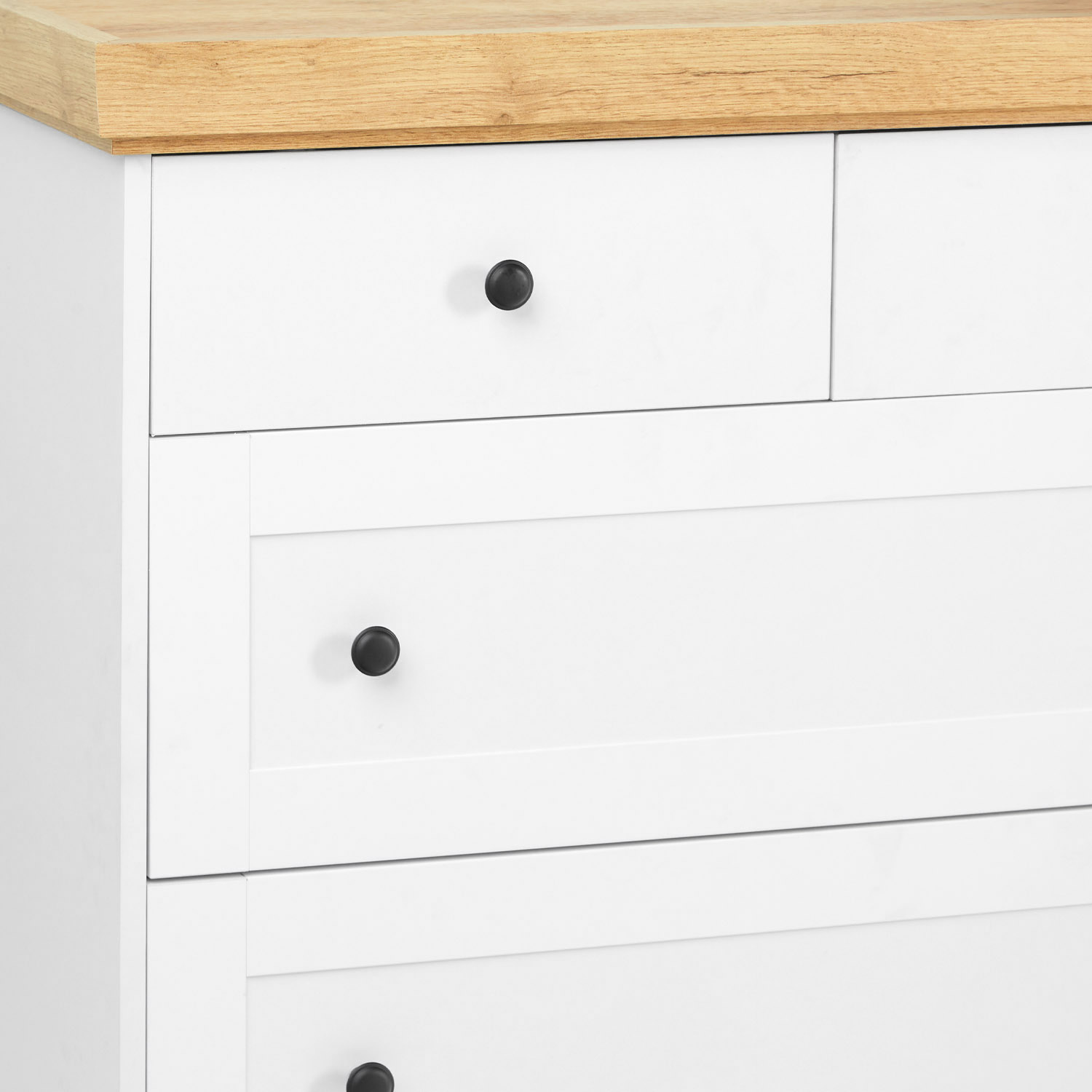 Chest of Drawers Sideboard Oak Matt White Wood Solid Cupboard with 4 Drawers