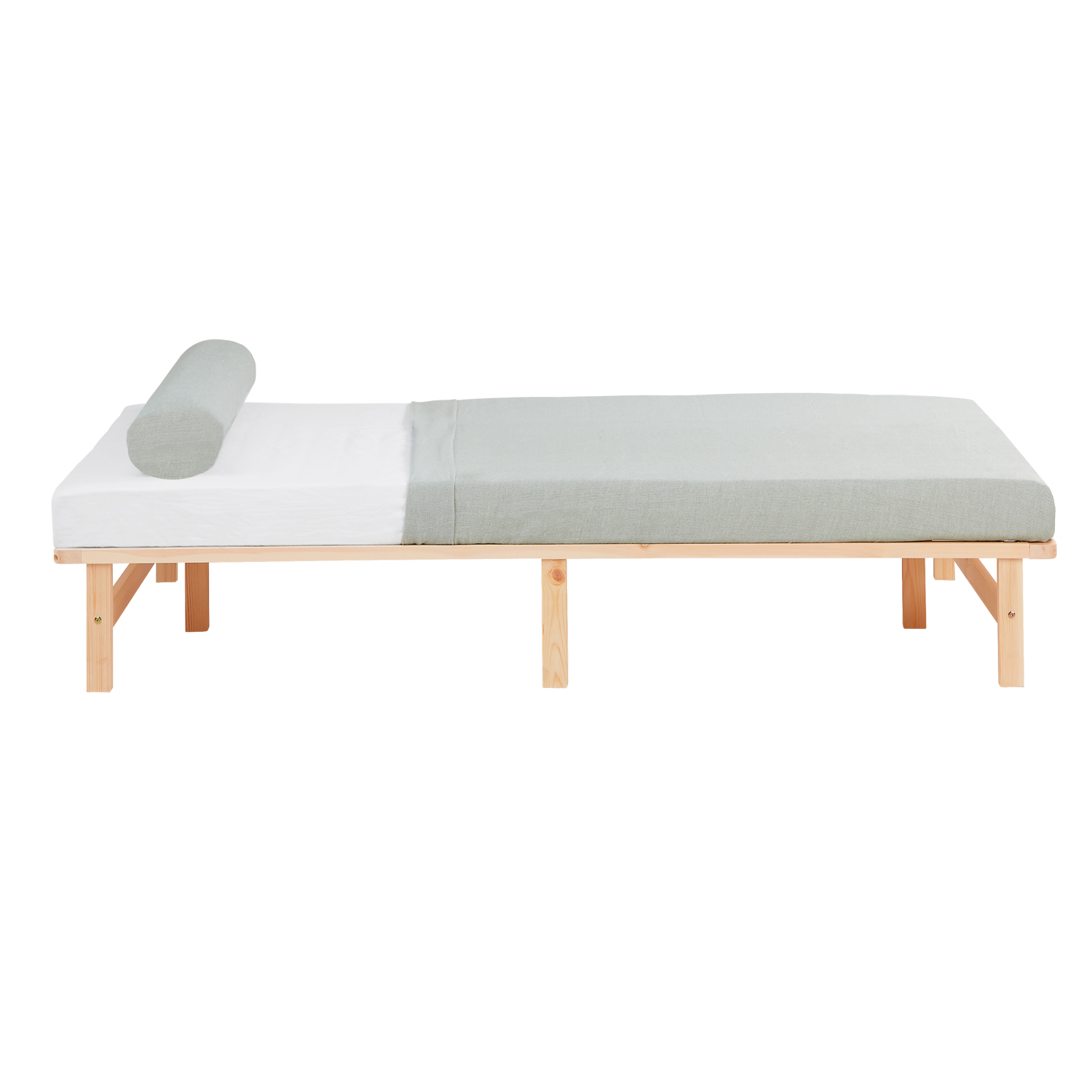 Pallet Bed 140x200 cm Natural | Double Bed with Mattress | with Slatted Frame | Wood | Kids Youth Guest Bedroom