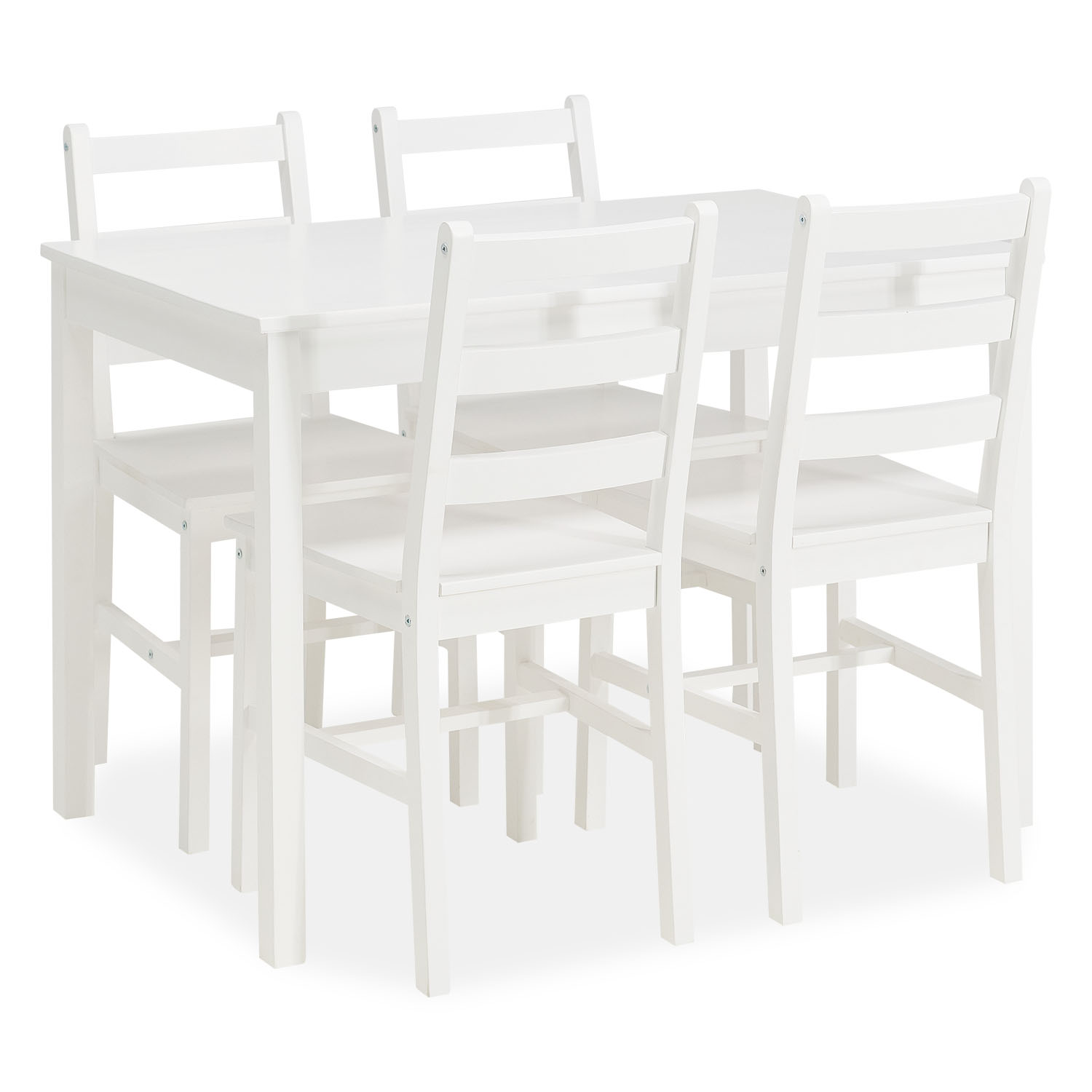 Esstisch mit 4 Stühlen Set Essgruppe Weiß Natur Esszimmertisch 108x65 cm Küchenstühle Holz Massiv Landhausstil