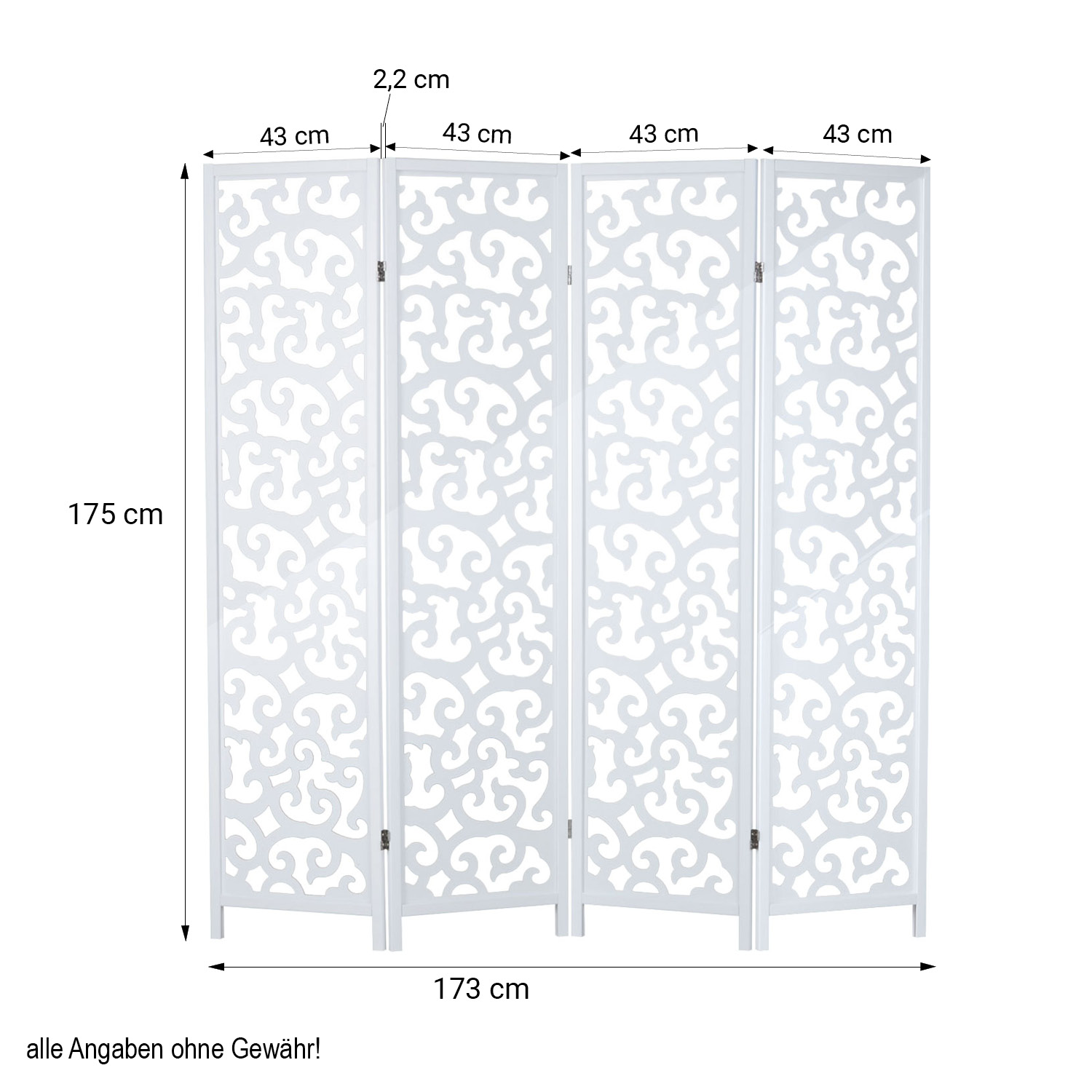 Paravent Room Divider 3 or 4 Piece Partition Foldable Spanish Wall Privacy Screen Wood White