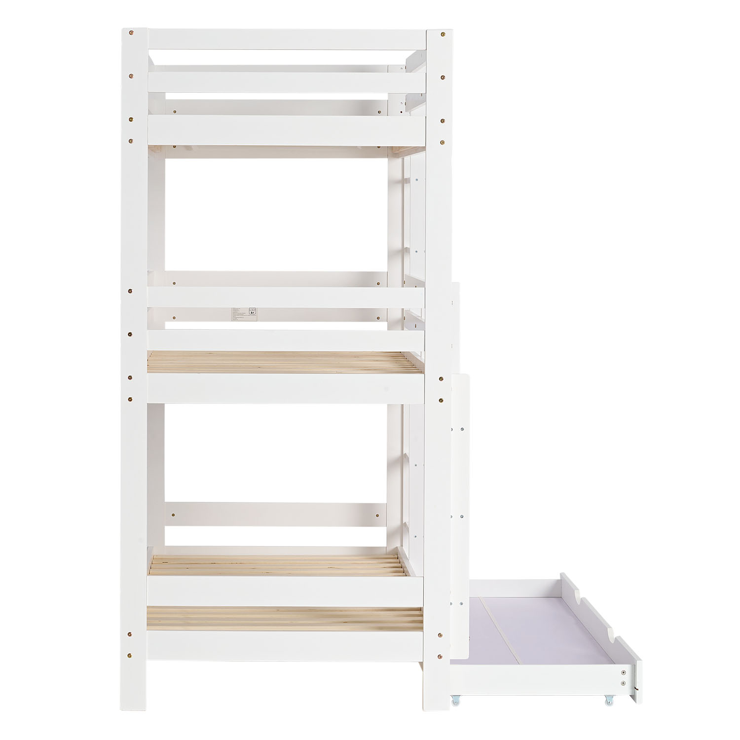 Triple Bunk Bed 90x200 with Mattresses Children´s Bed High Sleeper Cot White Wood Loft Bed Kids Bed