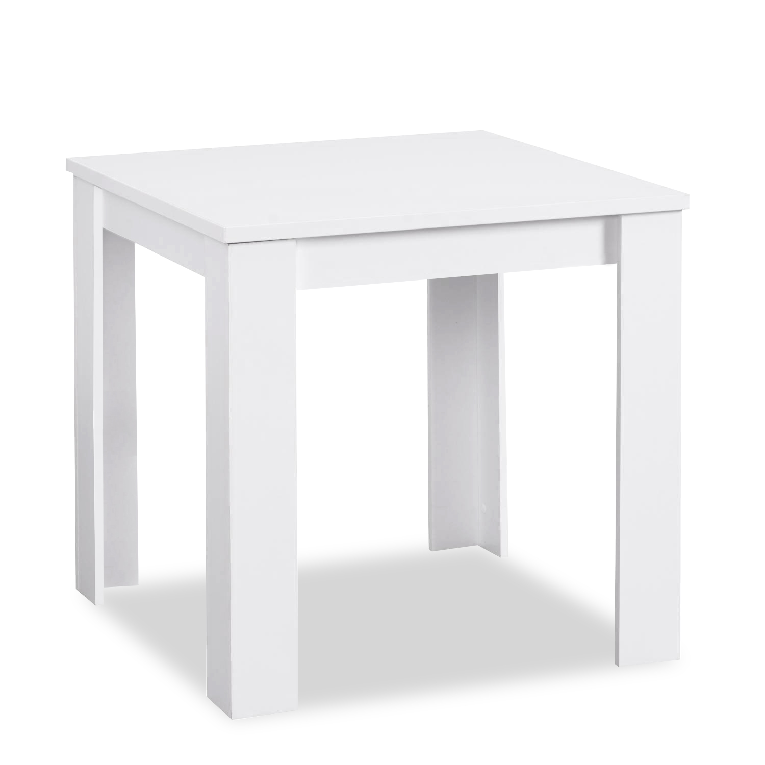White 80x80 cm dining set + 2 gray upholstered chairs without armrests – Modern & space-saving