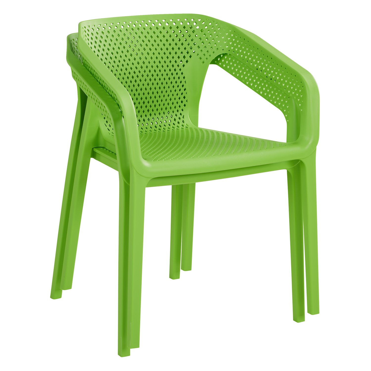 Set of 2 Garden chair with armrests Camping chairs Green Outdoor chairs Plastic Egg chair Lounger chairs Stacking chairs