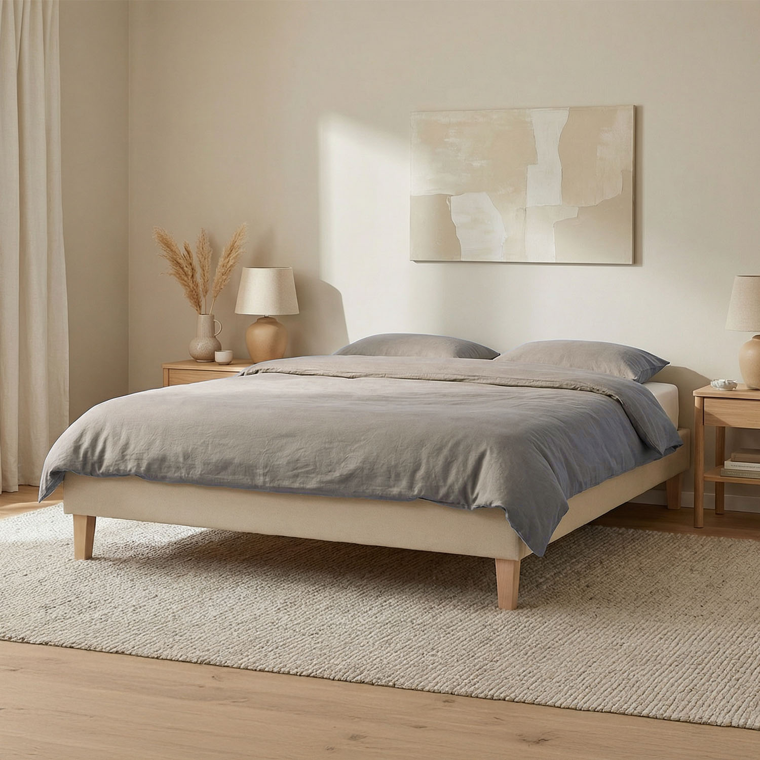 Upholstered Bed 90 120 140 160 180 x 200 cm Grey Futon Bed Frame Slatted Frame