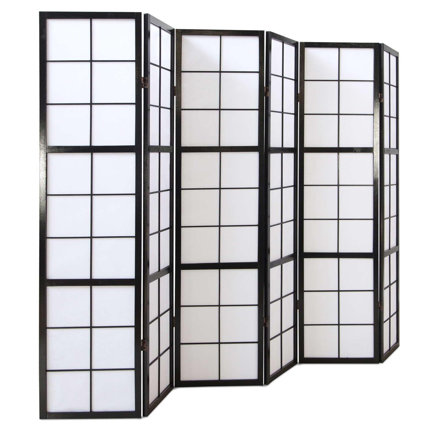 Paravent Black Shoji Rice Paper White | 6-panel | Wood | Room Divider Partition Privacy Screen