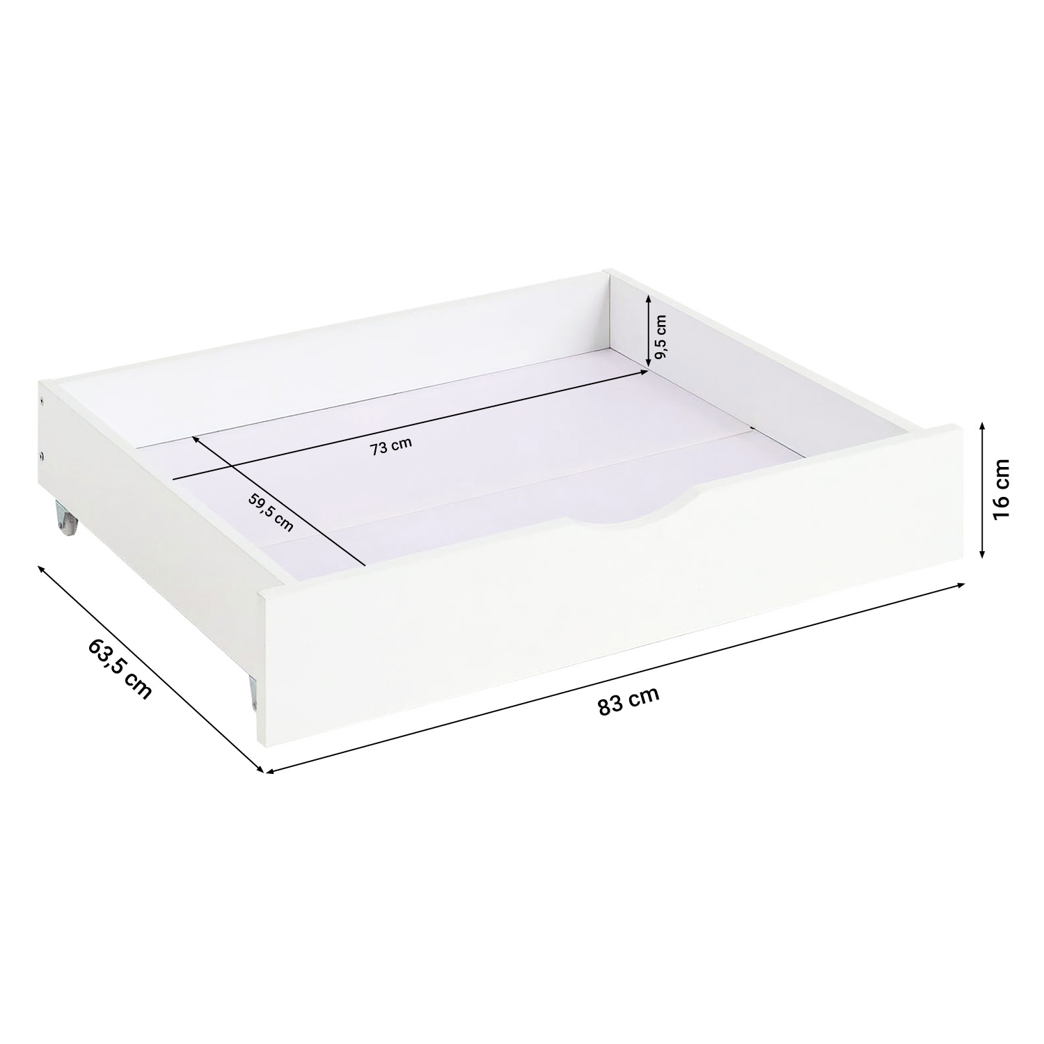 Wood Bed 140x200 cm White | Double Bed with Storage 2 Drawers | with Mattress | Solid | Kids Youth Guest Bedroom