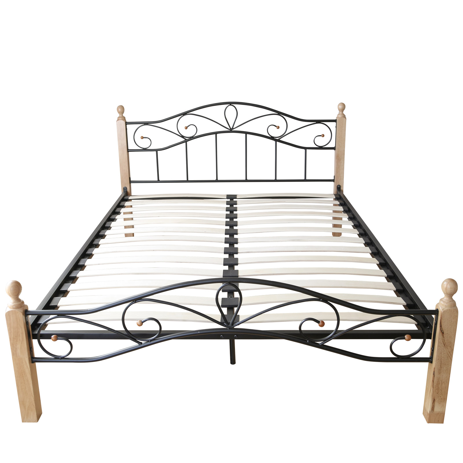 Metal bed 140 160 180 x 200 Bed frame with slatted frame Double Bed Wood Black Brown Natural Metal Bed Iron Bed Double 160 x 200 Wood Slatted black natural bed frame 920