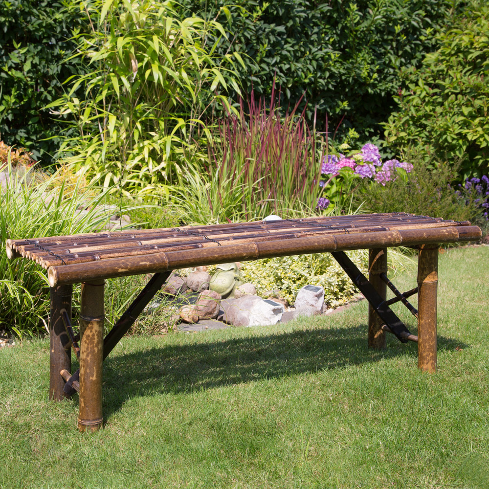 Garden Bench Bamboo Seater Outdoor Patio Nature