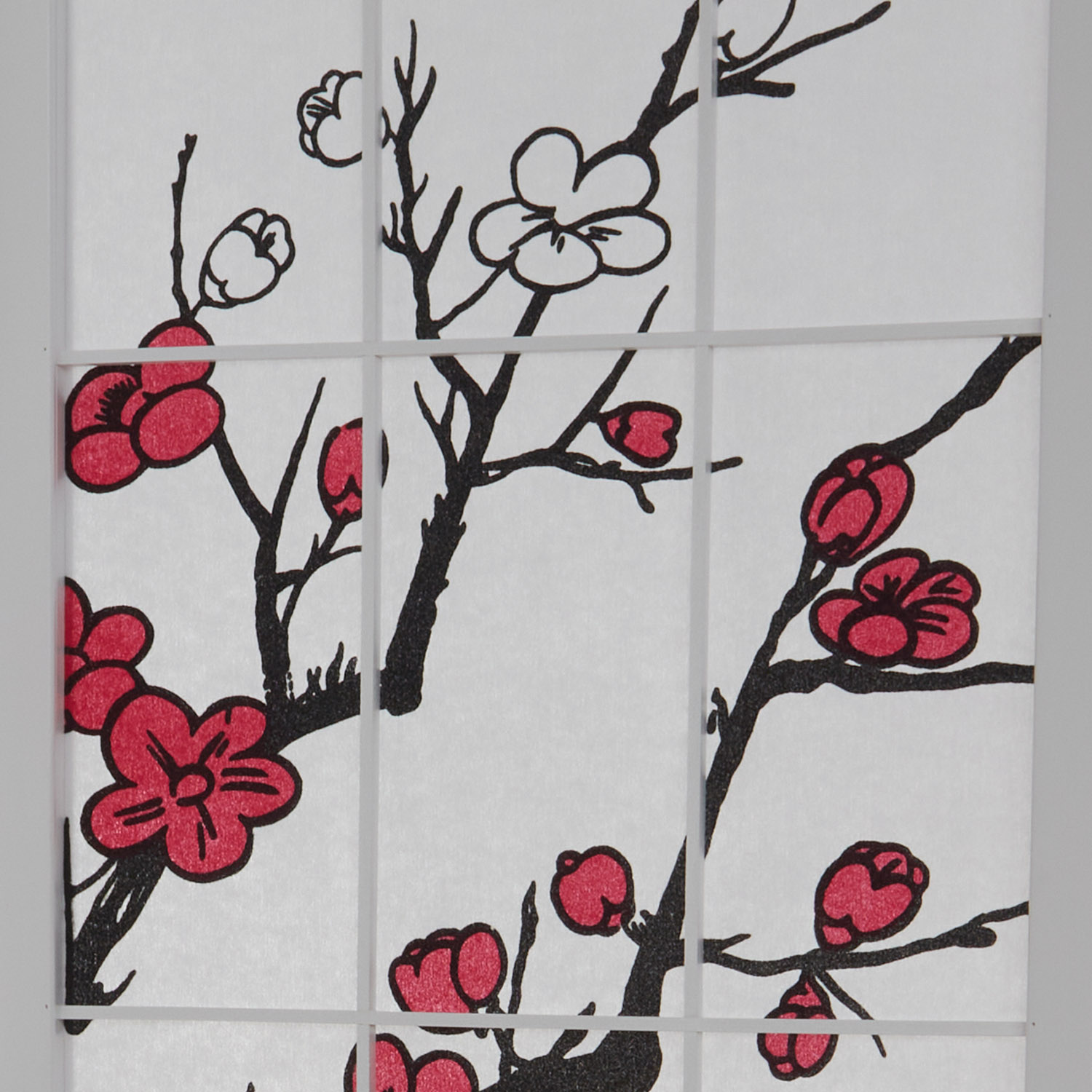 Paravent room divider 3 4 5 6 parts, wood white, rice paper, cherry pattern