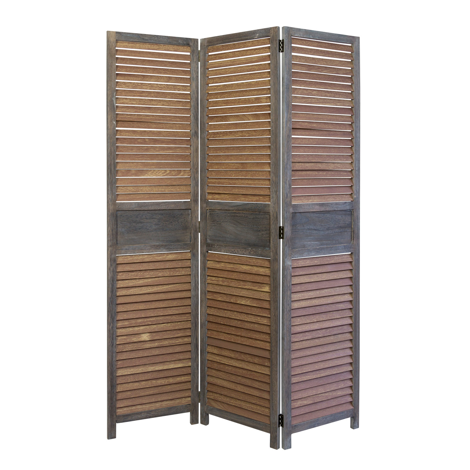 Paravent Brown Wooden Slats | 3-panel | Wood | Room Divider Partition Privacy Screen