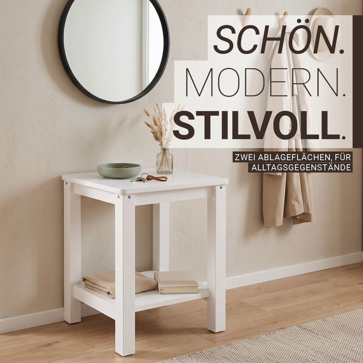 Wooden Stool Set of 2 Seat Stool Pine Wood Solid Table Stool Wardrobe Dining Stool
