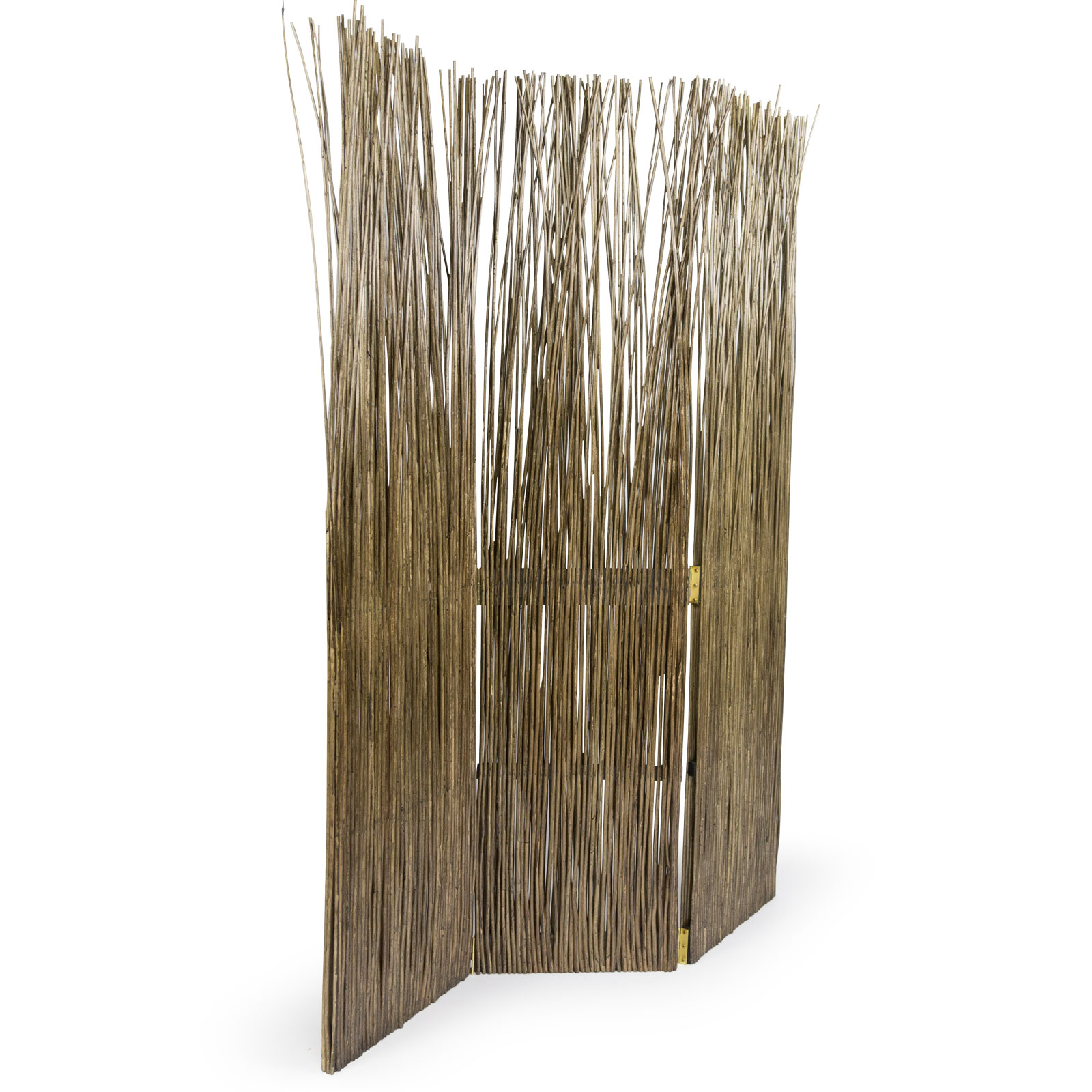 Paravent Raumteiler 3 teilig Holz Trennwand Sichtschutz Weidenparavent Braun Grau Natur