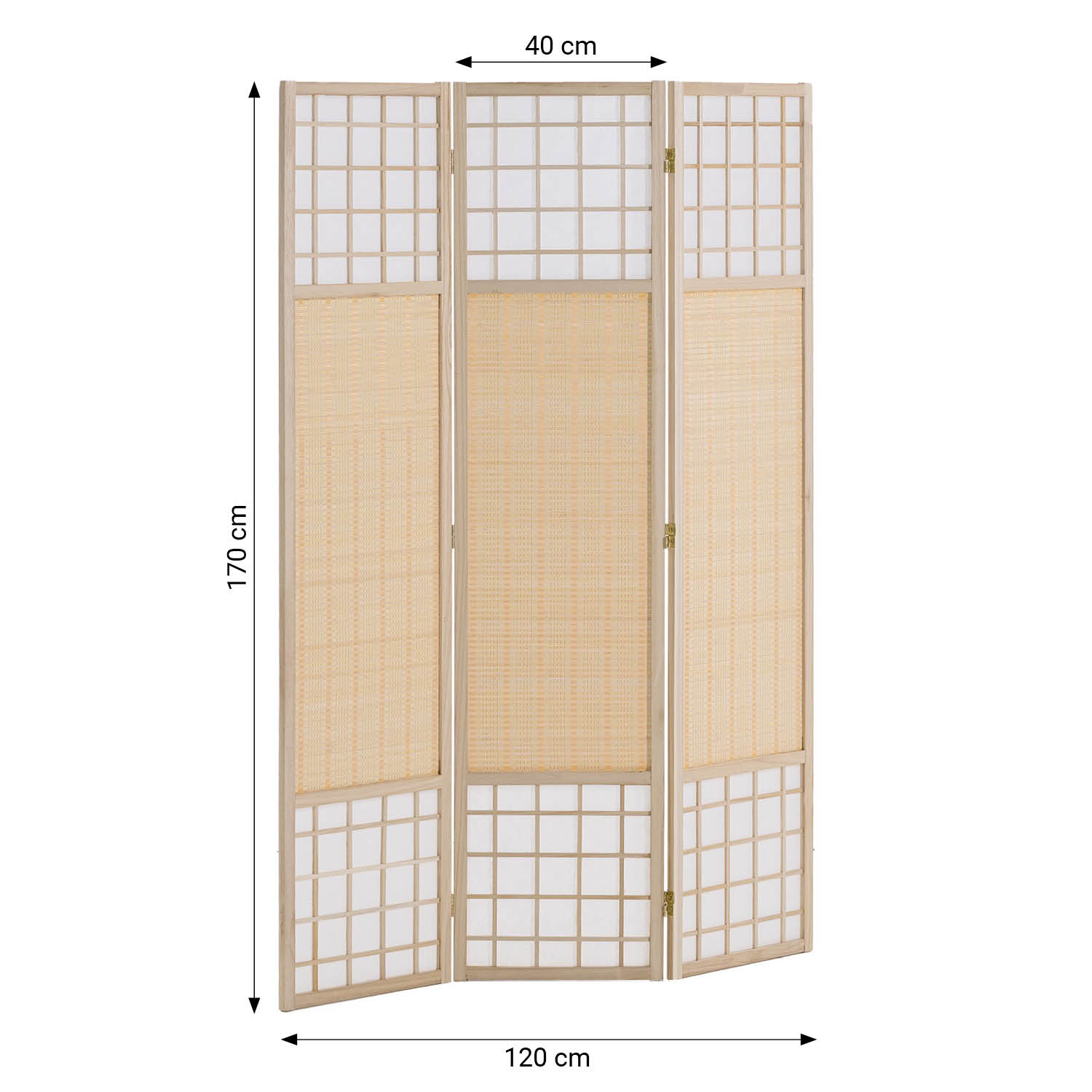 Paravent Natural Bamboo Slats | 3-panel | Wood | Shoji Room Divider | Partition Privacy Screen