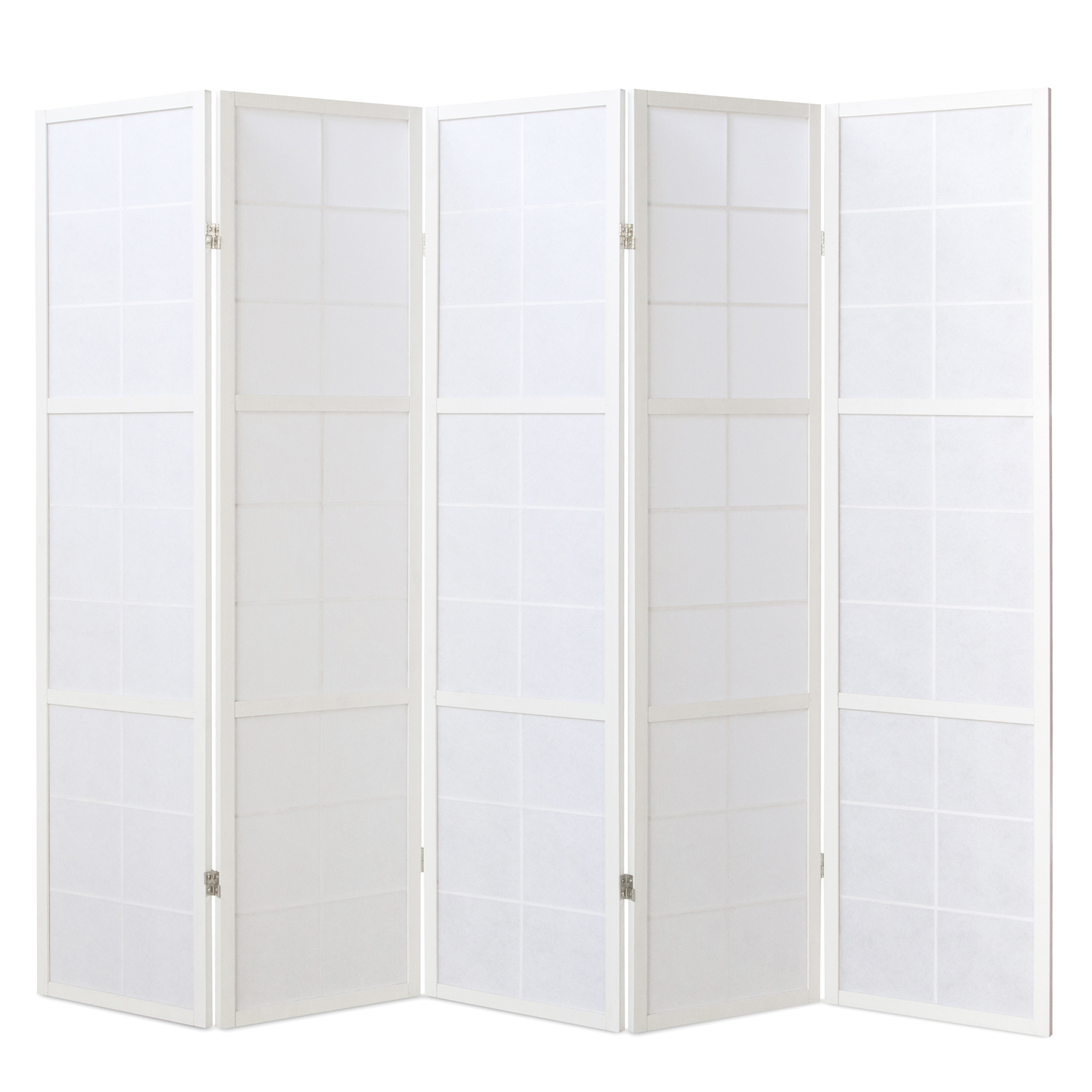 White Shoji Rice Paper Screen | 5-panel | Wood | Room Divider, Partition, Privacy Screen