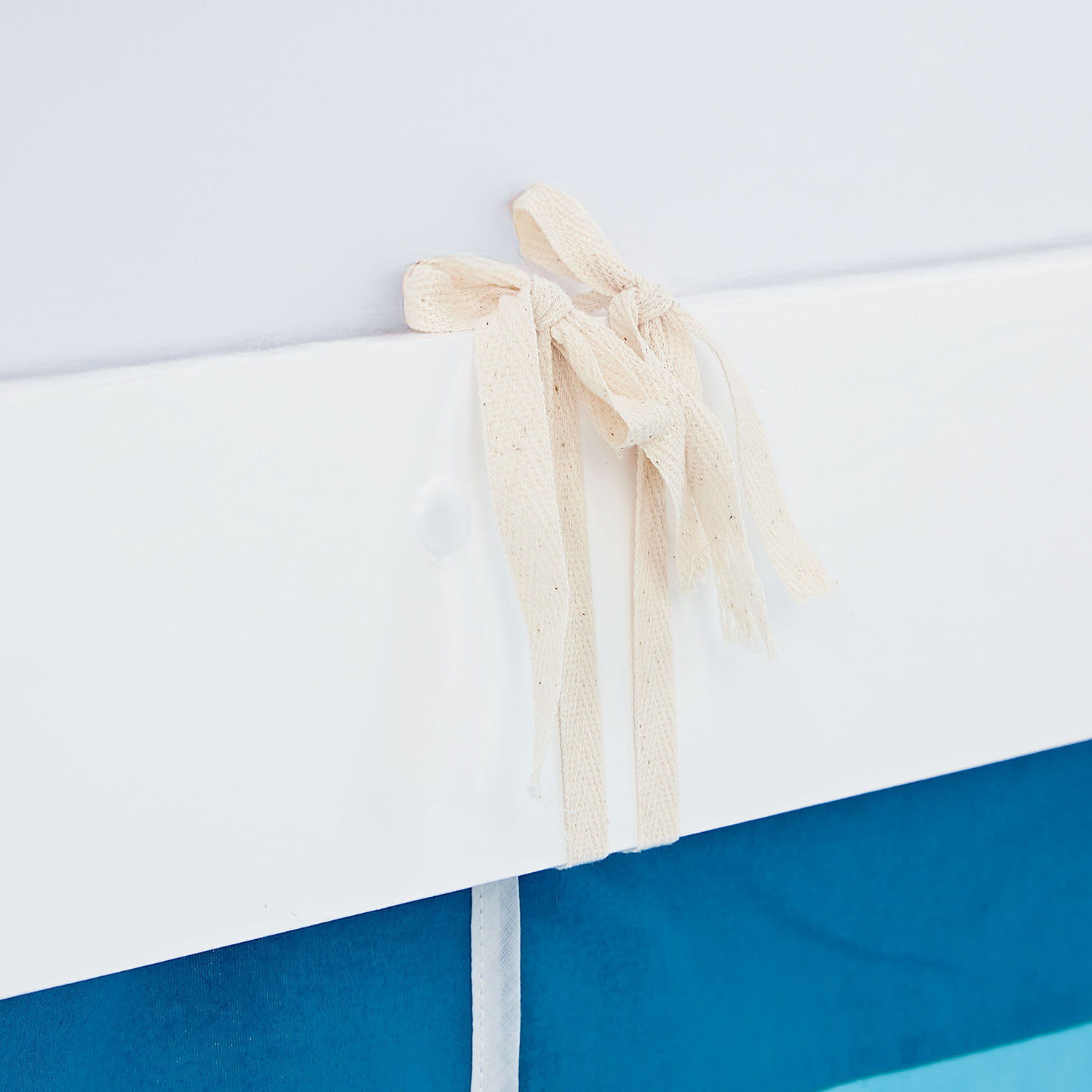 Loft Bed for Kids 90x200 cm White with Curtain in Blue | Slide | Tower | Tunnel | without Slatted Frame