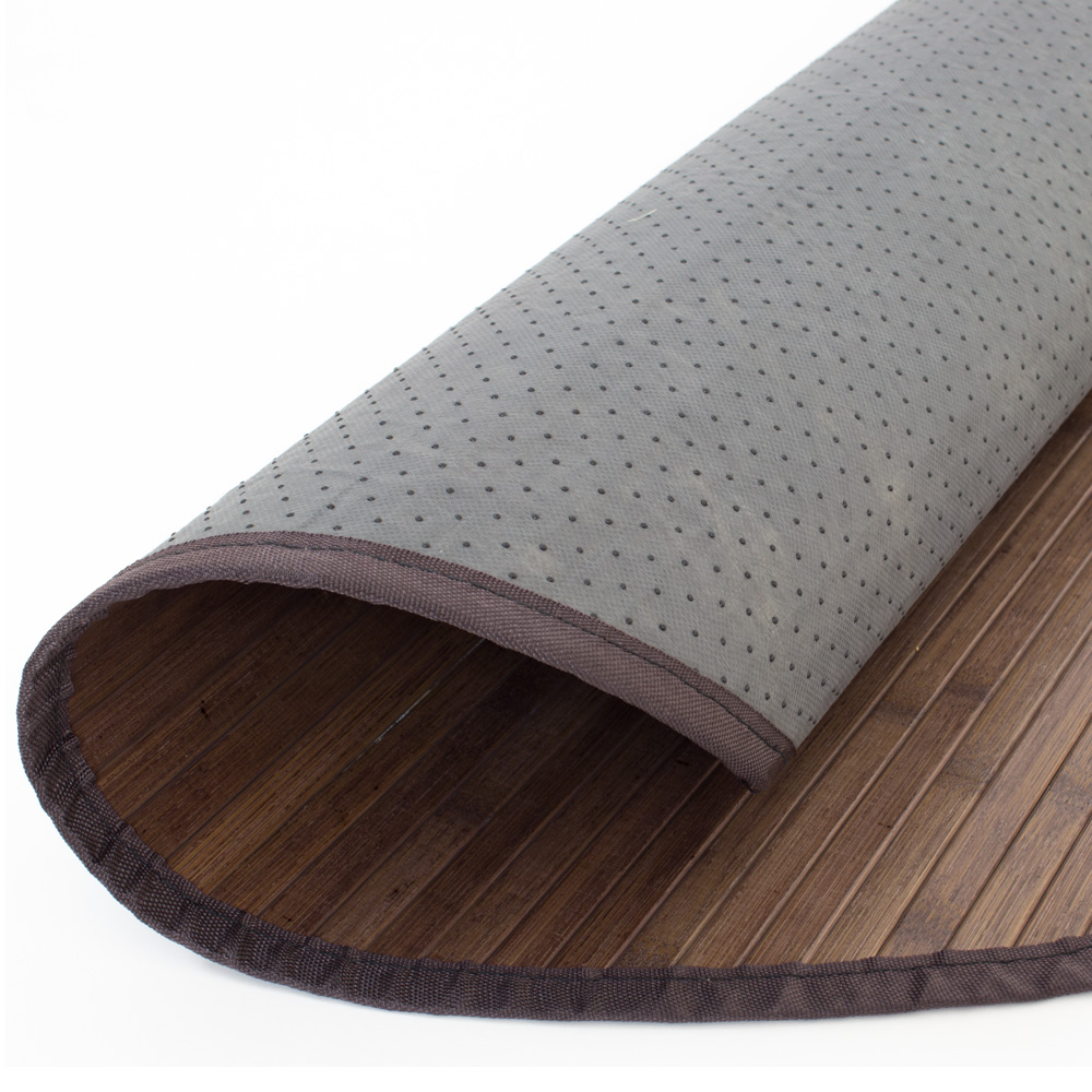 Bamboo carpet Rug 120 cm round in dark brown