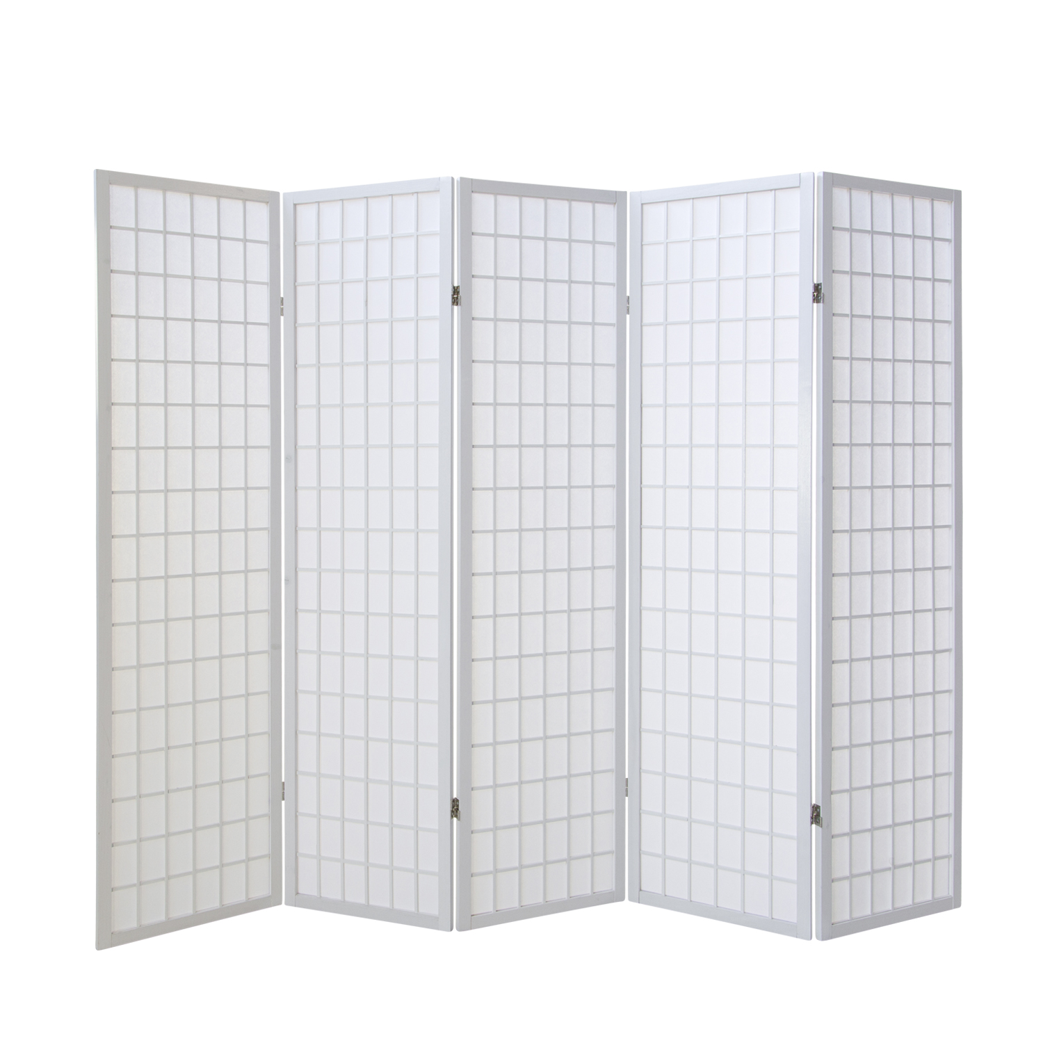 Paravent White Shoji Rice Paper White | 5-panel | Wood | Room Divider Partition Privacy Screen