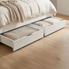 Under Bed Storage 2 Wooden Bed Drawers White Below Bed Storage Unit Organizer Pull-out Bed Box