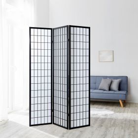 Paravent Black Shoji Rice Paper White | 3-panel | Wood | Room Divider Partition Privacy Screen