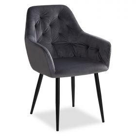 Upholstered Chair Velvet Grey | single | with Armrests | Kitchen Dining Room Office