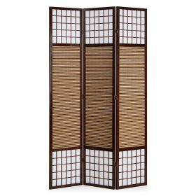 Paravent Brown Bamboo Shoji Rice Paper White Height 200 cm | 3-panel | Wood | Room Divider Partition Privacy Screen