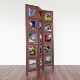 Paravent Pictures Photos Brown | 3-panel | Wood | Room Divider Partition Privacy Screen