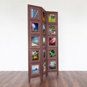 Paravent Pictures Photos Brown | 3-panel | Wood | Room Divider Partition Privacy Screen