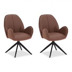Dining Chair Set of 2 Modern Egg Chairs Bouclé Leather Brown Armchairs Dining Room Chairs Upholstered Chairs Eames Chairs