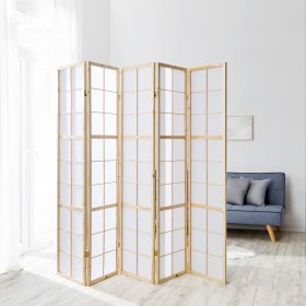 Paravent Natural Shoji Rice Paper White | 5-panel | Wood | Room Divider Partition Privacy Screen