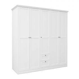 Wardrobe Cupboard White with Drawers 5 Doors Bedroom Wardrobe Furniture Storage Closet