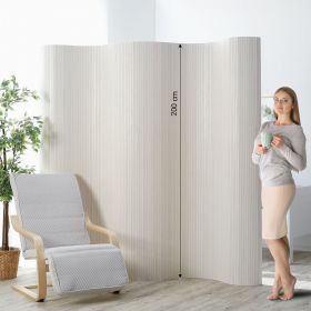 Paravent Bamboo Height 200 cm White Washed | Room Divider Partition Privacy Screen