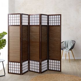 Paravent Brown Bamboo Shoji Rice Paper White | 3-panel | Wood | Room Divider Partition Privacy Screen